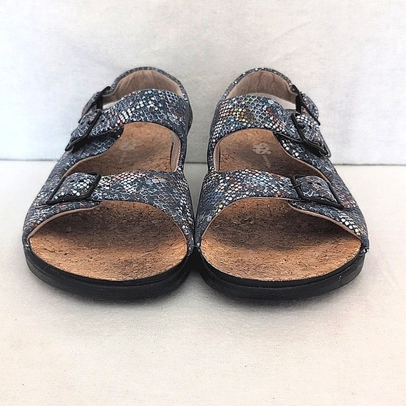 SAS Womens 9.5 Relaxed Heel Strap Sandal Blue Leather Casual Summer Vacation - Picture 2 of 8